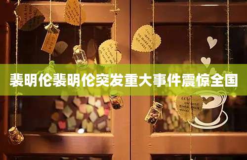 裴明伦裴明伦突发重大事件震惊全国
