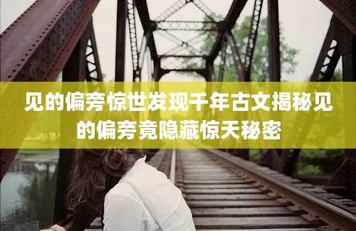 见的偏旁惊世发现千年古文揭秘见的偏旁竟隐藏惊天秘密