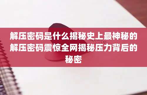 解压密码是什么揭秘史上最神秘的解压密码震惊全网揭秘压力背后的秘密