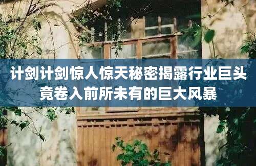 计剑计剑惊人惊天秘密揭露行业巨头竟卷入前所未有的巨大风暴