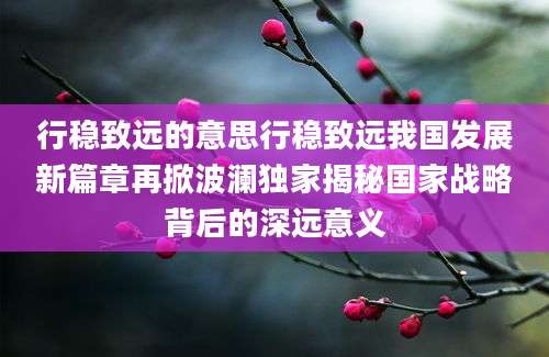 行稳致远的意思行稳致远我国发展新篇章再掀波澜独家揭秘国家战略背后的深远意义