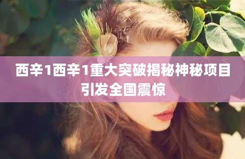 西辛1西辛1重大突破揭秘神秘项目引发全国震惊