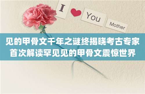 见的甲骨文千年之谜终揭晓考古专家首次解读罕见见的甲骨文震惊世界