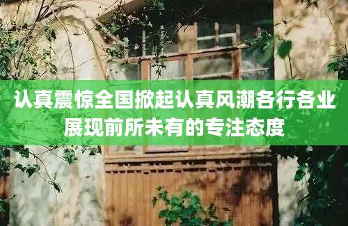 认真震惊全国掀起认真风潮各行各业展现前所未有的专注态度