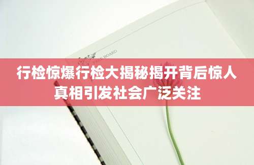 行检惊爆行检大揭秘揭开背后惊人真相引发社会广泛关注