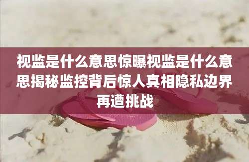 视监是什么意思惊曝视监是什么意思揭秘监控背后惊人真相隐私边界再遭挑战