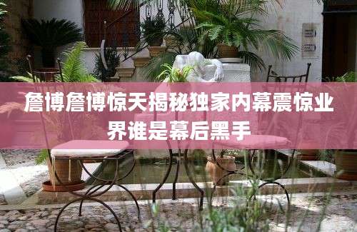 詹博詹博惊天揭秘独家内幕震惊业界谁是幕后黑手
