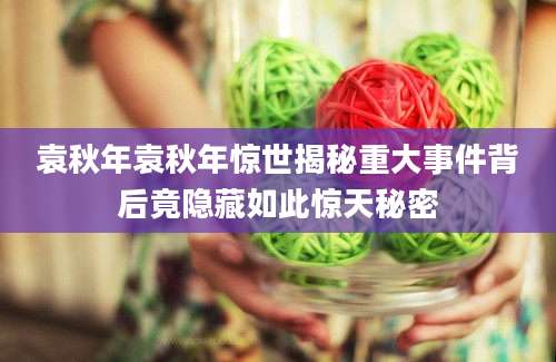 袁秋年袁秋年惊世揭秘重大事件背后竟隐藏如此惊天秘密