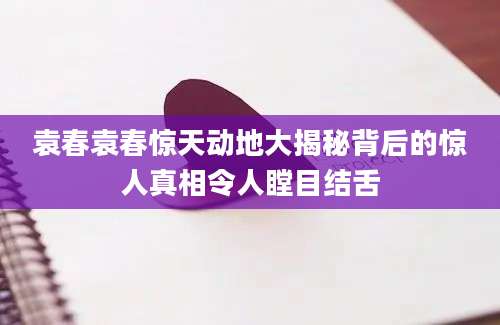 袁春袁春惊天动地大揭秘背后的惊人真相令人瞠目结舌