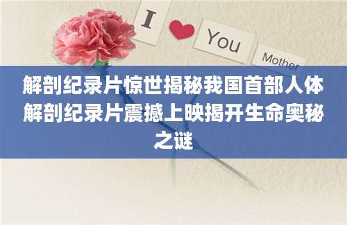 解剖纪录片惊世揭秘我国首部人体解剖纪录片震撼上映揭开生命奥秘之谜