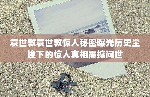 袁世敦袁世敦惊人秘密曝光历史尘埃下的惊人真相震撼问世