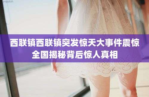 西联镇西联镇突发惊天大事件震惊全国揭秘背后惊人真相