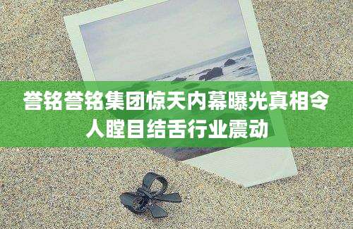 誉铭誉铭集团惊天内幕曝光真相令人瞠目结舌行业震动