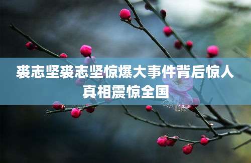 裘志坚裘志坚惊爆大事件背后惊人真相震惊全国