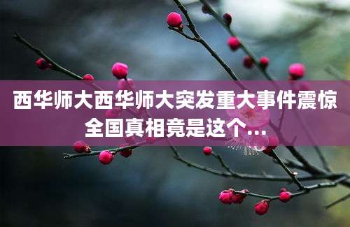 西华师大西华师大突发重大事件震惊全国真相竟是这个...