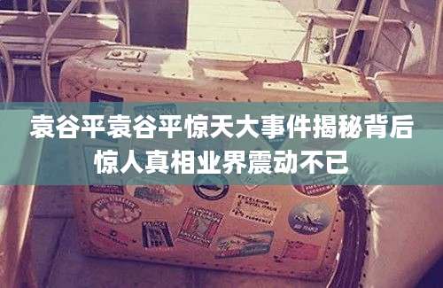 袁谷平袁谷平惊天大事件揭秘背后惊人真相业界震动不已