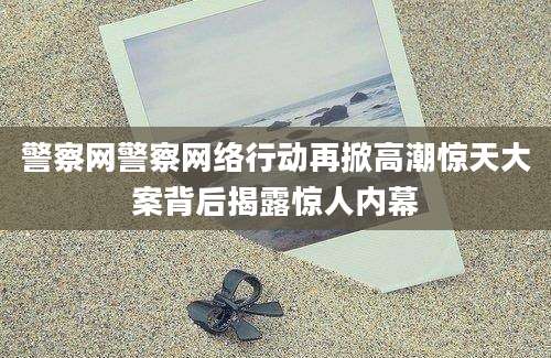 警察网警察网络行动再掀高潮惊天大案背后揭露惊人内幕