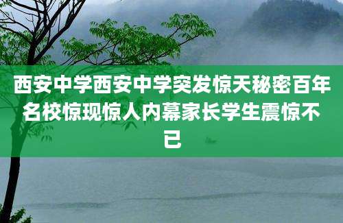 西安中学西安中学突发惊天秘密百年名校惊现惊人内幕家长学生震惊不已