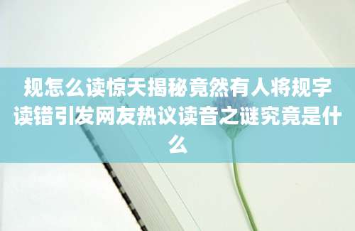规怎么读惊天揭秘竟然有人将规字读错引发网友热议读音之谜究竟是什么