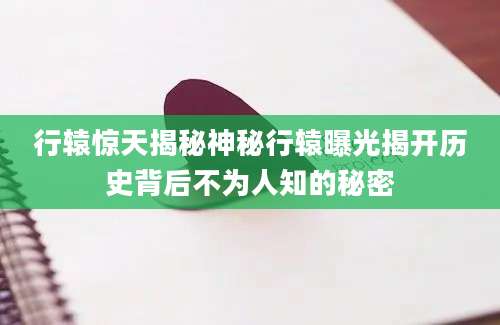 行辕惊天揭秘神秘行辕曝光揭开历史背后不为人知的秘密