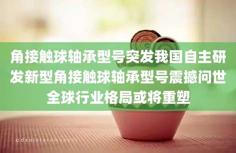 角接触球轴承型号突发我国自主研发新型角接触球轴承型号震撼问世全球行业格局或将重塑