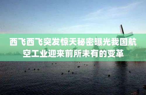 西飞西飞突发惊天秘密曝光我国航空工业迎来前所未有的变革