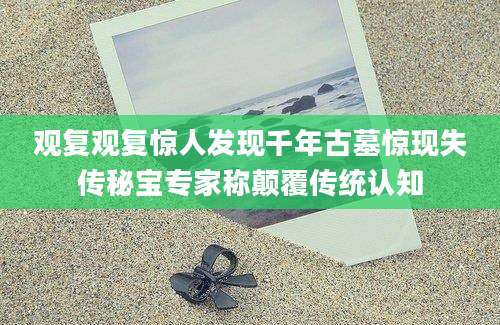 观复观复惊人发现千年古墓惊现失传秘宝专家称颠覆传统认知