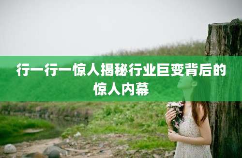 行一行一惊人揭秘行业巨变背后的惊人内幕