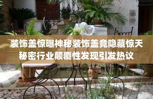 装饰盖惊曝神秘装饰盖竟隐藏惊天秘密行业颠覆性发现引发热议