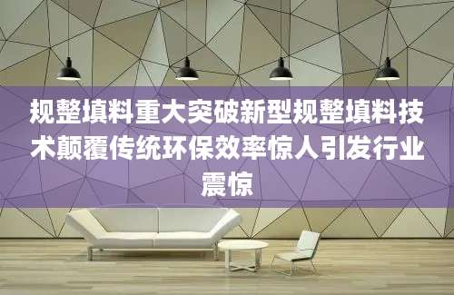 规整填料重大突破新型规整填料技术颠覆传统环保效率惊人引发行业震惊