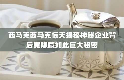 西马克西马克惊天揭秘神秘企业背后竟隐藏如此巨大秘密
