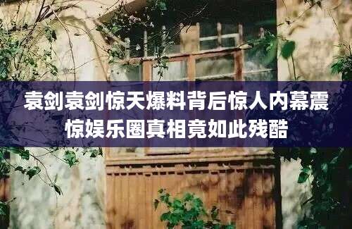 袁剑袁剑惊天爆料背后惊人内幕震惊娱乐圈真相竟如此残酷
