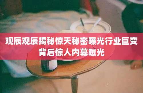 观辰观辰揭秘惊天秘密曝光行业巨变背后惊人内幕曝光