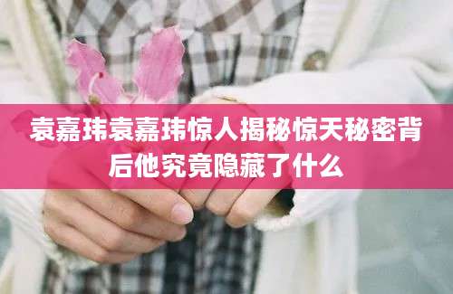 袁嘉玮袁嘉玮惊人揭秘惊天秘密背后他究竟隐藏了什么