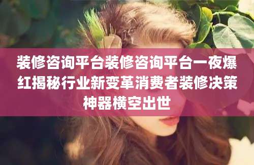 装修咨询平台装修咨询平台一夜爆红揭秘行业新变革消费者装修决策神器横空出世