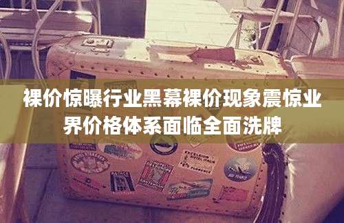 裸价惊曝行业黑幕裸价现象震惊业界价格体系面临全面洗牌
