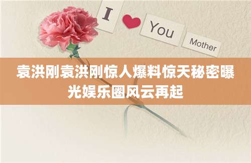 袁洪刚袁洪刚惊人爆料惊天秘密曝光娱乐圈风云再起