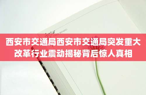 西安市交通局西安市交通局突发重大改革行业震动揭秘背后惊人真相