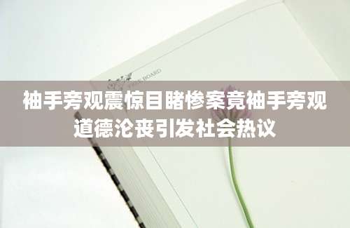 袖手旁观震惊目睹惨案竟袖手旁观道德沦丧引发社会热议