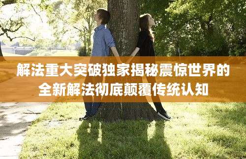 解法重大突破独家揭秘震惊世界的全新解法彻底颠覆传统认知