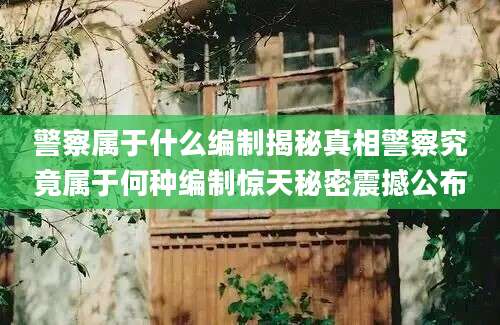 警察属于什么编制揭秘真相警察究竟属于何种编制惊天秘密震撼公布