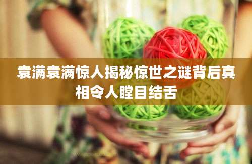 袁满袁满惊人揭秘惊世之谜背后真相令人瞠目结舌