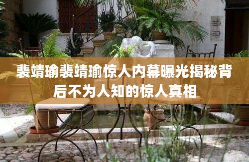 裴靖瑜裴靖瑜惊人内幕曝光揭秘背后不为人知的惊人真相