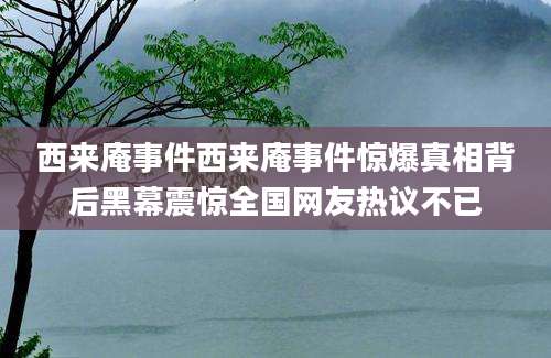 西来庵事件西来庵事件惊爆真相背后黑幕震惊全国网友热议不已