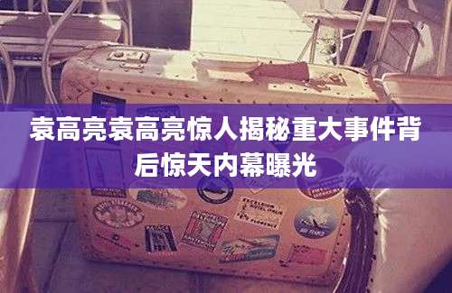 袁高亮袁高亮惊人揭秘重大事件背后惊天内幕曝光