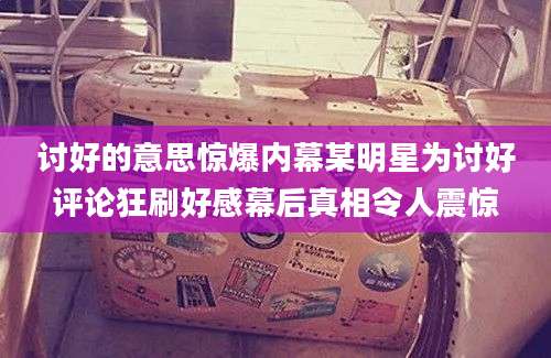 讨好的意思惊爆内幕某明星为讨好评论狂刷好感幕后真相令人震惊