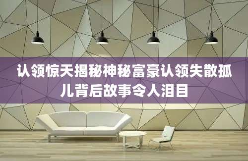 认领惊天揭秘神秘富豪认领失散孤儿背后故事令人泪目