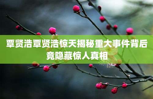 覃贤浩覃贤浩惊天揭秘重大事件背后竟隐藏惊人真相