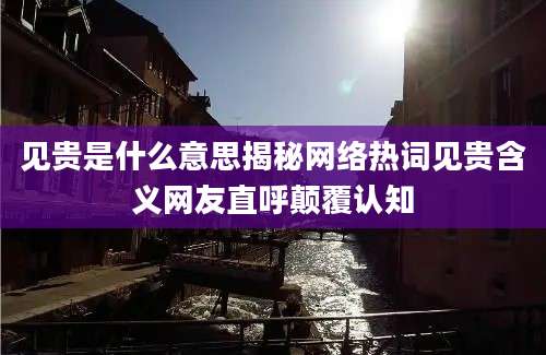 见贵是什么意思揭秘网络热词见贵含义网友直呼颠覆认知