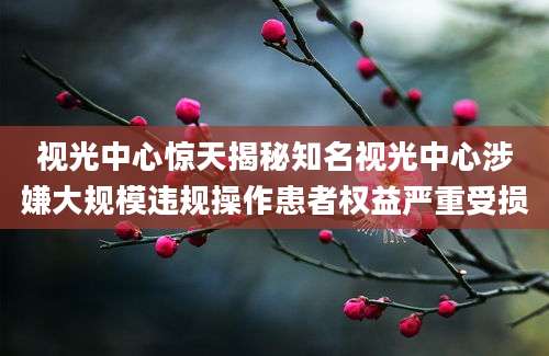 视光中心惊天揭秘知名视光中心涉嫌大规模违规操作患者权益严重受损